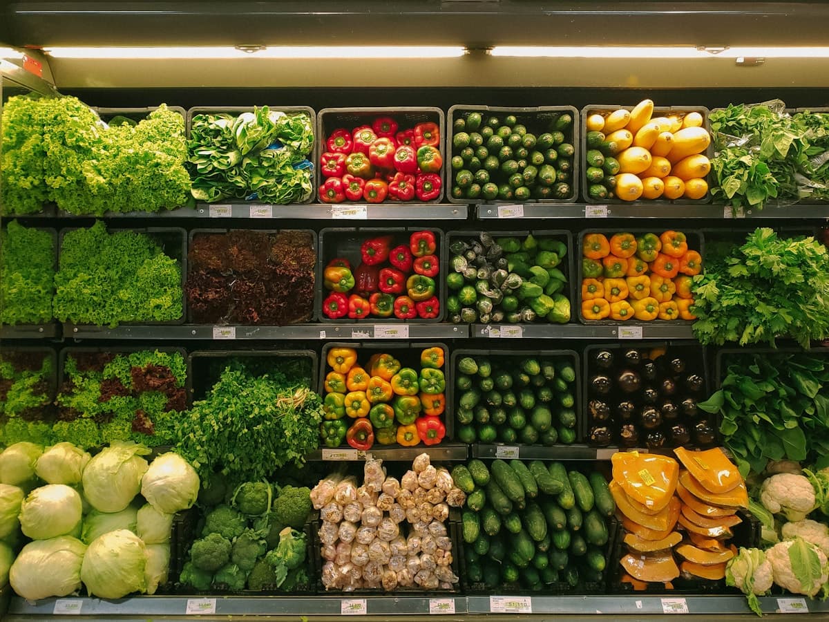Retail produce aisle prepared for customers